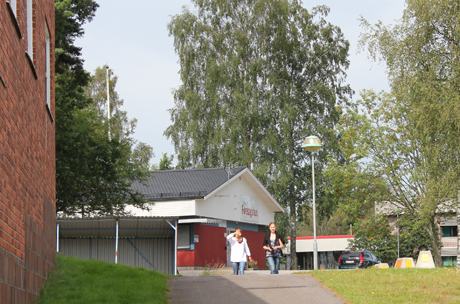 Det &auml;r bara en imagin&auml;r bild. H&auml;r kommer Amanda och Emmy g&aring;endes. De har burit ut v&auml;gskyltarna. 