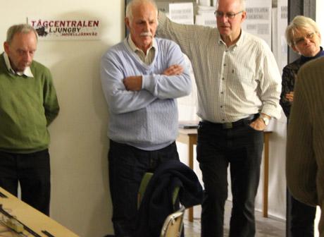 Dags f&ouml;r en titt i Bolmenrummet. Samling kring testbanan.