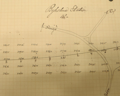 Stakning f&ouml;r Byholma station,fr&aring;n 1890-talet.