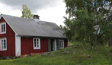 En r&ouml;d stuga p&aring; ofri grund.